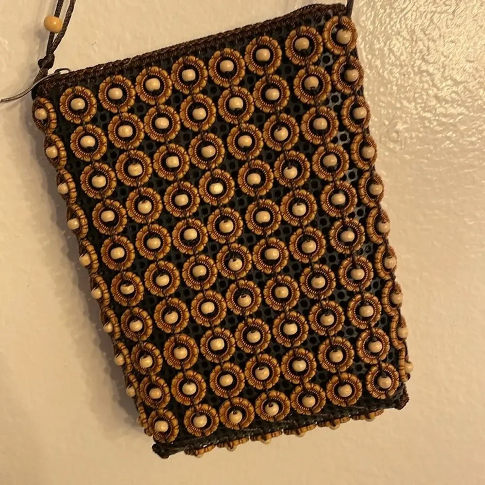 Handmade wooden bead satchel